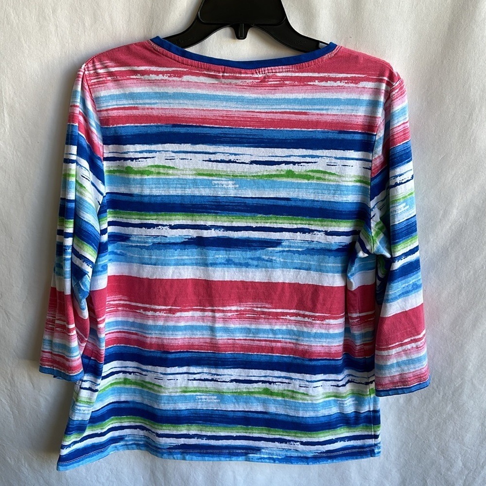 Onque Casual modern striped top with sequins, size L - Picture 4 of 8
